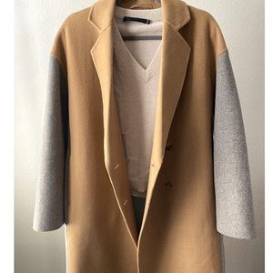Acne Studios Wool Coat Color block Grey Camel  S M